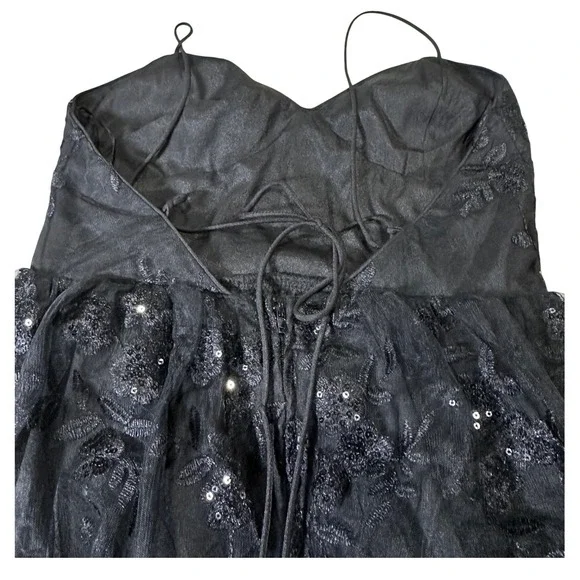 Altar'd State Lumeny Rue Sequin Lace Maxi Dress Tiered Size S Formal Prom - Picture 4 of 6